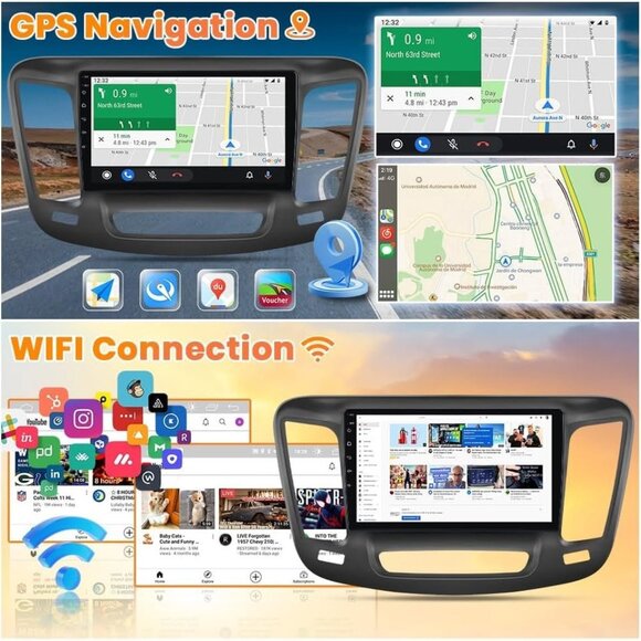 AWESAFE 9" Android 13 Touch Car Stereo for Chrysler 200/200C 2015–2017 with - Picture 5 of 7